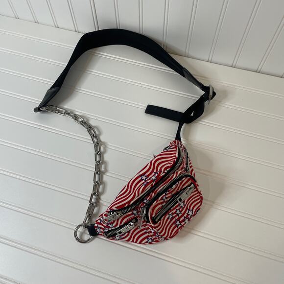 Alexander Wang Womens Red Monogram Attica Waist Bag Nylon Chain - Picture 3 of 7
